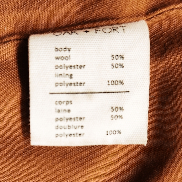 Oak + Fort Wool Blend Rust Colored Hidden Button Closure Coat Women's Size XS - Picture 7 of 8